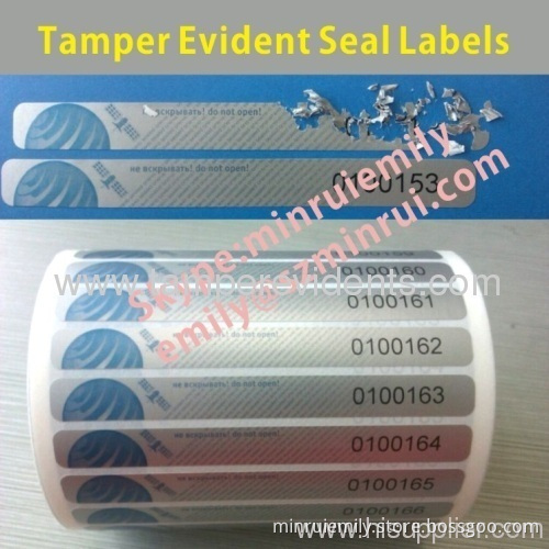 Custom Silver Tamper Evident Destructible Strip Seal Labels,silver Security Seal Labels With Sequence Numbers